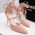 Giày nữ mùa hè 2018 phiên bản Hàn Quốc mới của giày cao gót quai ngang mũi nhọn Giày đế xuồng đế xuồng đế bệt giày sandal nữ đi học Sandal
