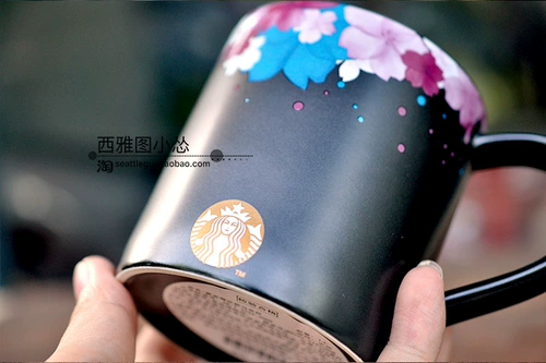 Кубка Starbucks 2019 Sakura 12oz Mist Golden Mark Cup Black Letal Night Cherry Coffee Cup Cup Cup