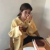 Ins sweet girl blogger đầu mùa thu lỏng hoang dã Hàn Quốc chic màu rắn đơn ngực áo len áo len