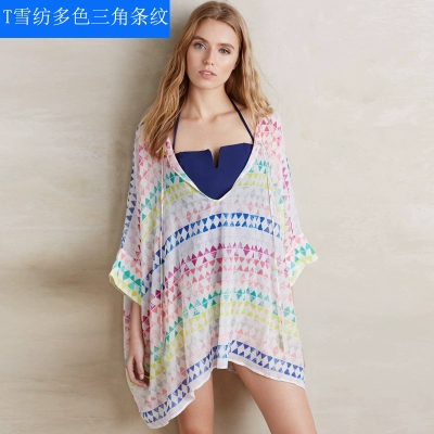 Купальник, пляжная шифоновая куртка, нагрудник, свободный крой, защита от солнца