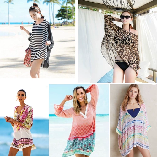 Купальник, пляжная шифоновая куртка, нагрудник, свободный крой, защита от солнца