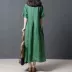 Nữ mùa hè mới 2018 Hàn Quốc phiên bản của lỏng kích thước lớn thời trang ramie ngắn tay màu rắn bông và vải lanh xếp li ăn mặc