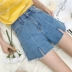 Mùa hè mới của Hàn Quốc phiên bản của hoang dã cao eo là mỏng và dày cạnh chia rộng quần chân sinh viên denim lỏng quần short của phụ nữ nóng quần quần áo nữ Quần jean