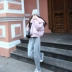 Nữ sinh viên 13macy phiên bản Hàn Quốc của bộ quần áo cotton mỏng mới lông cổ áo bông dày màu hồng dịch vụ bánh mì ngắn - Bông