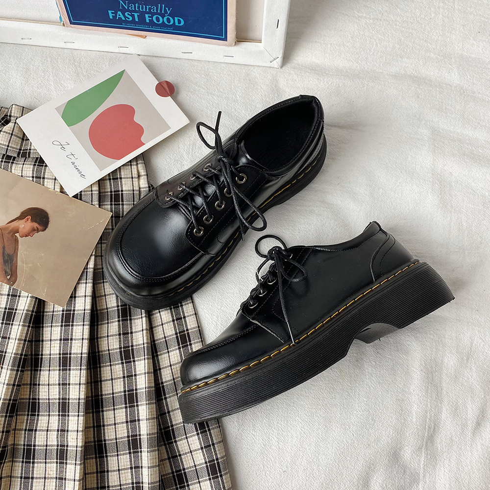 Blackshoes female 2021 spring new pattern Academic atmosphere solar system JK uniform Single shoes Korean version Versatile Thick bottom Britain Small leather shoes