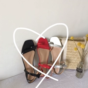 Dép xăng đan nữ 2018 hè mới phiên bản Hàn Quốc của nơ mũi thắt nút sau một từ khóa giày nữ màu đỏ OL