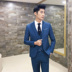 Phù hợp với phù hợp với phù hợp với nam giới ba mảnh chú rể váy cưới kinh doanh chuyên nghiệp Hàn Quốc phiên bản của tự canh tác bốn mùa màu xanh Suit phù hợp