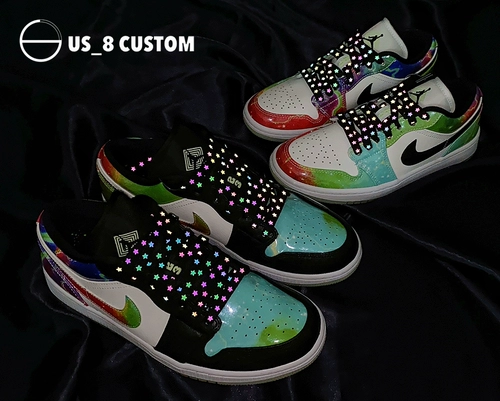 Air Jordan 1, Nike Air Force 1, спортивная обувь, светоотражающее звездное небо, шнурки, сделано на заказ, 3м