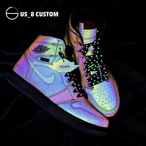 Air Jordan 1, Nike Air Force 1, спортивная обувь, светоотражающее звездное небо, шнурки, сделано на заказ, 3м