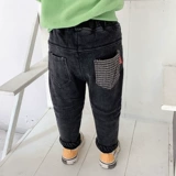 Пуховик, флисовые детские джинсы с начесом для мальчиков, демисезонные штаны, 2019, в западном стиле