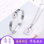 Cặp khóa đồng tâm vòng tay đan xen vòng cổ vòng tay khóa giải pháp khóa trái tim Ngày lễ tình nhân Hàn Quốc tặng bạn gái vòng tay bạc nữ
