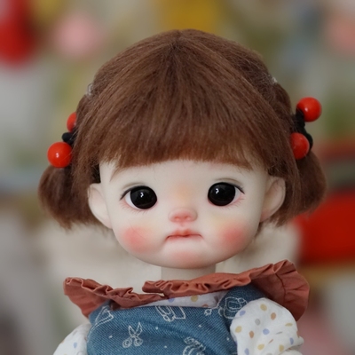 taobao agent Xia Xiaowu red fruit BJD6 points 4 points 3 points, small cloth barbaric baby Barcelona dot wig, imitation beach wool