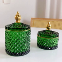 Ретро зеленое глянцевое ювелирное украшение, золотая глянцевая коробка для хранения, ватные палочки, коробочка для хранения