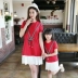[Giảm giá 50%] Yi Beibei gia đình nạp mùa hè ăn mặc một gia đình của ba nữ váy ngắn tay phù hợp với áo thun quần áo gia đình 4 người Trang phục dành cho cha mẹ và con