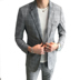 2018 mùa xuân và mùa thu Hàn Quốc phiên bản của đẹp trai tự trồng thanh niên kẻ sọc phù hợp với phù hợp với kinh doanh người đàn ông chuyên nghiệp của màu xám hai mảnh Suit phù hợp
