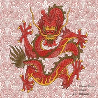 Китайская национальная группа стиля Dragon Design Element Pattern Вышивая вышивка цветочниц