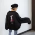 Pilot áo khoác BF lỏng satin hồng thêu phim hoạt hình đồng phục bóng chày nữ mùa xuân và mùa thu áo ngắn sinh viên Hàn Quốc ao khoac nu Áo khoác ngắn