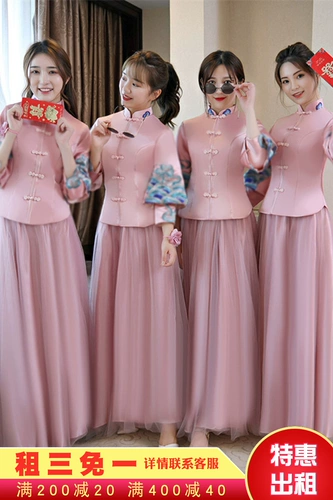 Длинное платье подружки невесты, свадебное платье, вечернее платье, весенняя юбка, китайский стиль