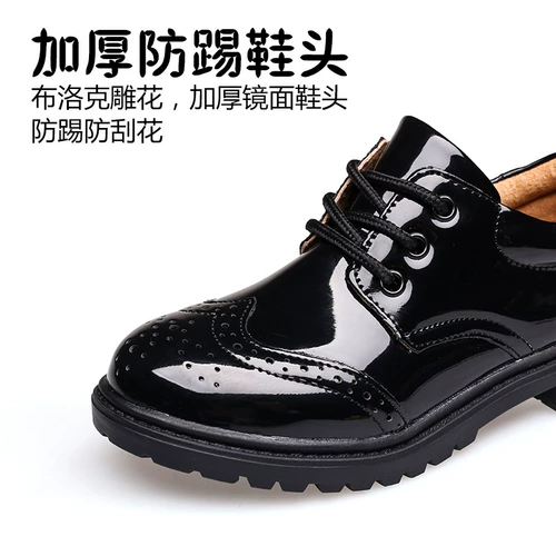 Boys Black Leather Shoes в корейской версии весны и лета 2023 г. Новая мягкая дно кожа в крупных детских детских обуви