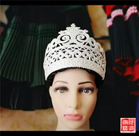 Liangshan Yi Sterling Silver Hat Crown Crown Украшение шляпы Ретро Традиционное этническое меньшинство Свадебные танце
