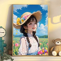 Вышивка Cross Girl Flower Girl 2023 Новая линейная вышивка гостиная маленькая высокая мультипликационная спальня простая вышивка