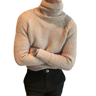 Hàn Quốc Dongdaemun dày ấm áp cao cổ áo len nam thanh niên thời trang Hàn Quốc phiên bản của gió gió đan đáy xu hướng áo sơ mi