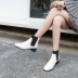 Giày mùa đông ống ngắn Chelsea ủng dày có đầu vuông bên trong và bên ngoài toàn bộ da nhỏ Giày trắng nữ với giày bốt nữ - Giày ống