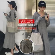 Bà bầu mùa thu 2018 áo sơ mi thời trang Hàn Quốc mới trong đoạn dài Bà bầu mang áo dài tay áo len rộng