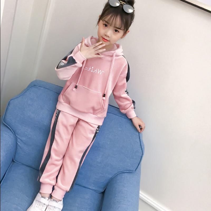 女童洋气金丝绒∑ 中大童两件套卫衣套装