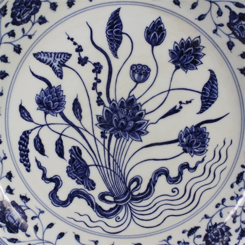 Система годы Diming Xuande имеет голубое и белое пластинское антикварное антикварное антикварное старое PO