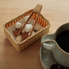 Сахарница 公长斋小菅 日本进口手工竹编咖啡方糖收纳小竹篮餐具糖果杂物篮