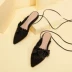 Dép Baotou Giày nữ buổi tối Giày nhẹ nhàng Sinh viên Flat Tie Mules Giày đế thấp Giày cao gót phía sau Giày đơn - Sandal Sandal