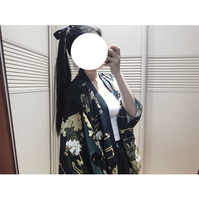 Nhật bản mềm cô gái gió painting shadow dễ thương dễ thương little fox cổ tích in Nhật Bản kimono lông dệt áo khoác fox in váy