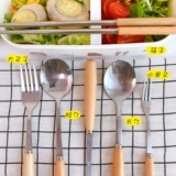 Японская посуда, креативная ложка, вилка для фруктов, десертные палочки для еды для домашнего использования из нержавеющей стали, простой и элегантный дизайн