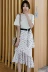 Shen Yidu Mùa hè năm 2021 Váy dài trung niên mới của phụ nữ Mùa hè ngắn tay Áo ren mỏng 19882 - Váy dài