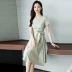Shen Yidu mùa hè năm 2021 mới của phụ nữ mùa hè váy dài trung niên ngắn tay váy ôm mỏng năm 1923 - Váy dài