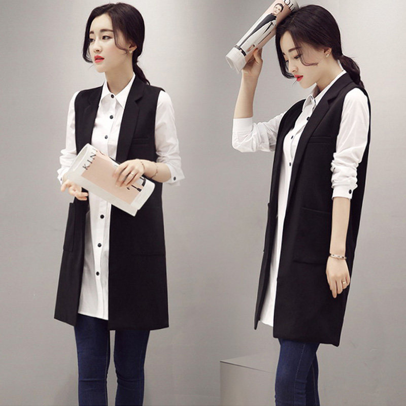 Tuân thủ sâu sắc 2018 mùa xuân mới phong cách kích thước lớn mùa xuân và mùa thu mùa xuân phần dài mỏng vest áo khoác nữ 713 FK-N