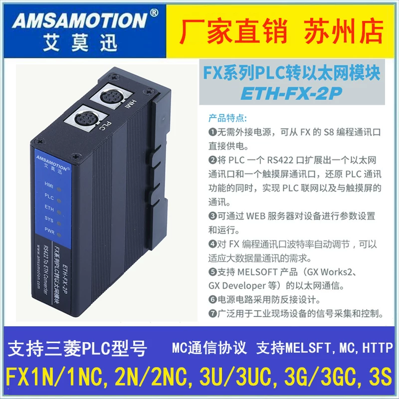 Aimoxun ETH-FX-2P подходит для Mitsubishi plc для расширения порта программирования Ethernet FX3U/2N Q связи