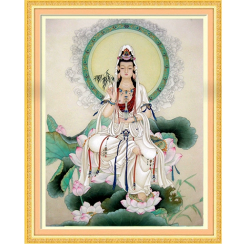 2023 Крестная вышивка новая линейная вышивка гостиная Гуанейн Бодхисаттва Бодхисаттва берет лотос Гуаньян и дает сыну благословению вода Будда статуя Будда