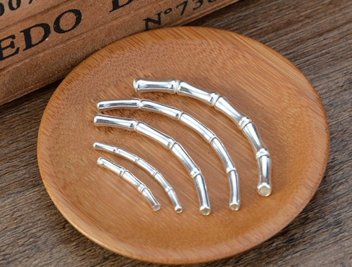 Материал с аксессуарами ручной работы с бусинами, глянцевая бамбуковая изогнутая трубка, браслет, аксессуар, «сделай сам», серебро 925 пробы