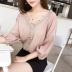 Fat mm200 kg mới của Hàn Quốc phiên bản của kích thước lớn lỏng V-Cổ voan áo sơ mi nữ ren khâu siêu cổ tích ngắn tay áo nước ngoài