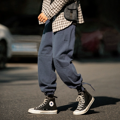 Брендовые спортивные штаны, осенние, свободный прямой крой, на шнурках