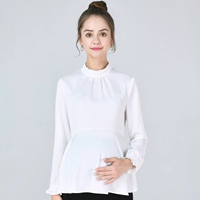 Осенняя белая рубашка для беременных, шифоновый бюстгальтер-топ, длинный рукав