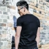 Áo thun nam mùa hè tay ngắn cổ chữ V phiên bản Hàn Quốc của quần lửng nam trưởng thành Slim 2019 cá tính mới xu hướng nam hoang dã - Áo phông ngắn