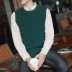 Không tay áo thun áo len áo gi lê người đàn ông Hàn Quốc ôm cổ tròn áo len vest thanh niên rắn màu bông áo len áo vest nam Dệt kim Vest