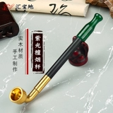 Краткое стиль старая модная мешка для дыма старые ингредиенты Paiguang Сандаловая дымовая труба, двухцелевая мешок для дыма мужской борьба с борьбой с засухой пожилой засухо