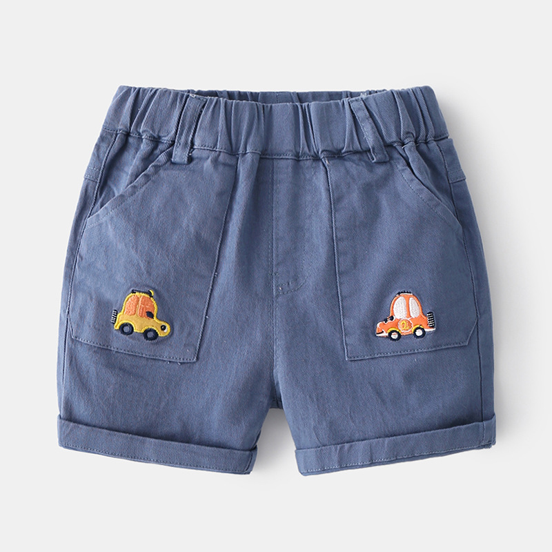17 Shorts Embroidered In Denim BlueBoy shorts 2021 summer new pattern Children's wear baby pure cotton Capris children leisure time shorts Wear out tide