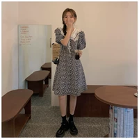 Ретро летняя одежда для беременных, кукла, летнее платье, длинная юбка, кукольный воротник, цветочный принт, короткий рукав, свободный крой, средней длины