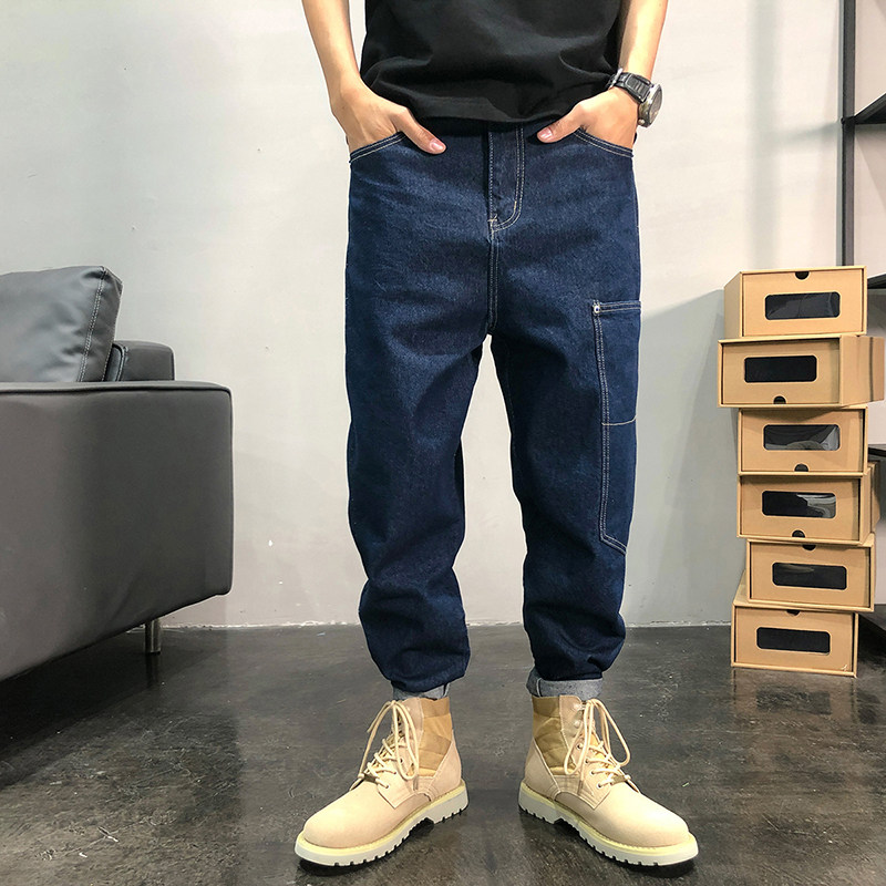 Hong Kong high-end trendy brand loose wide-leg Japanese dad workwear jeans for men, 9/10 spring/summer casual Harem pants details Picture