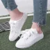2018 mùa hè ribbon nửa hỗ trợ giày trắng nữ Hàn Quốc phiên bản của hoang dã giản dị giày trắng mà không cần gót một bàn đạp giày vải